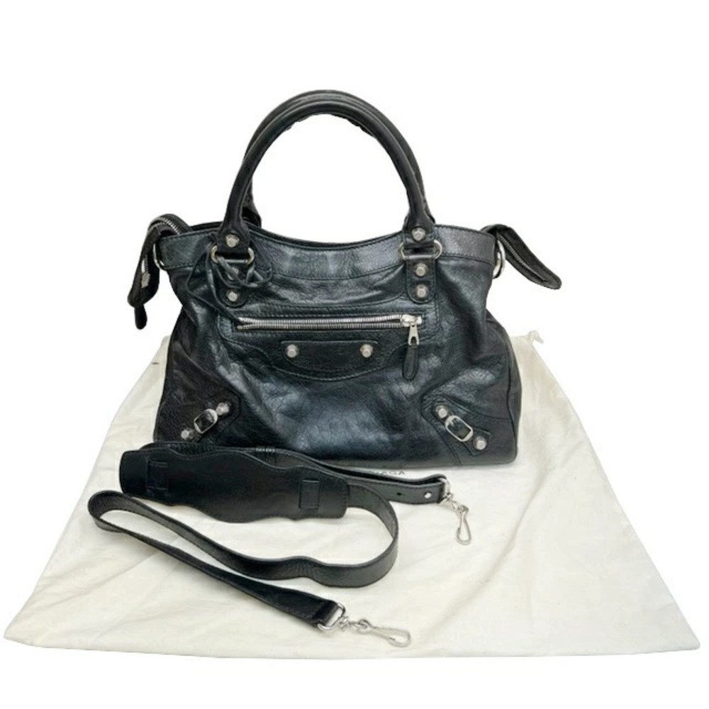 BALENCIAGA The Giant Town Handbag Shoulder Bag Black Leather Mirror Crossbody - Picture 9 of 9